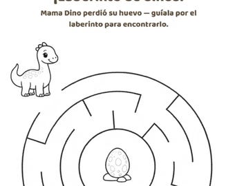 ES- Dino Maze Worksheet | Preschool Problem-Solving | Kids Printable PDF | Black and White