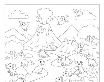 DE- Dino Color Count Worksheet | Preschool Learning Activity | Kids Printable PDF | Black and White