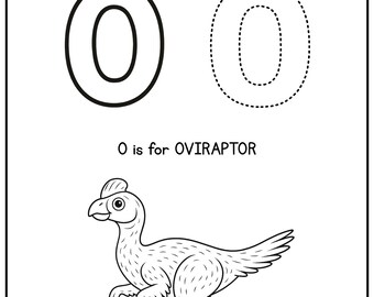 Letter O Dinosaur Tracing Worksheet | Alphabet Printable for Kids |  OVIRAPTOR
