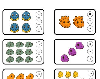 Hoja de trabajo para contar dinosaurios / Actividad de reconocimiento de números para preescolar / PDF imprimible para niños / Rodea el número / ALEMÁN