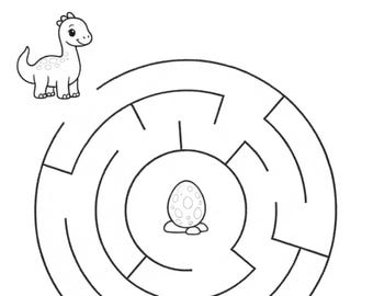 Hoja de trabajo del laberinto de dinosaurios en francés / Actividad preescolar (PDF imprimible)