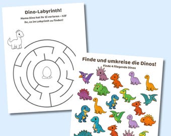 DE- 20 Page Dinosaur Activity Book | Preschool Learning, Ages 3-5 (PDF)