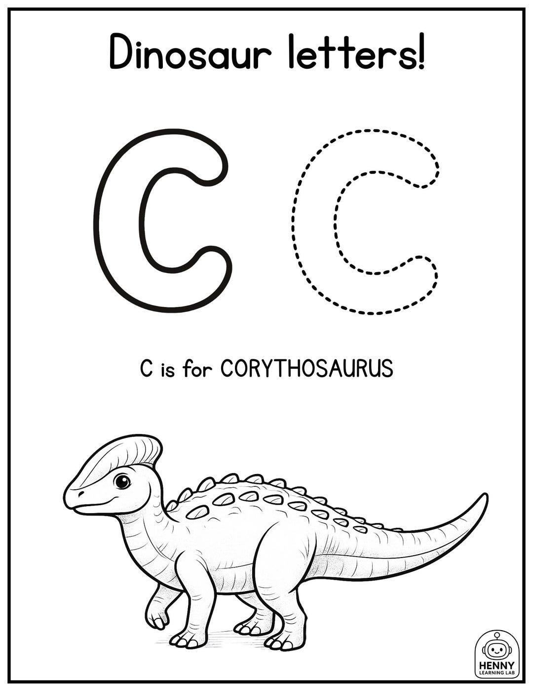 Letter C Dinosaur Tracing Worksheet | Alphabet Printable for Kids ...
