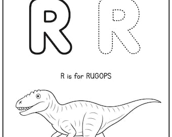 Letter R Dinosaur Tracing Worksheet | Alphabet Printable for Kids | RUGOPS