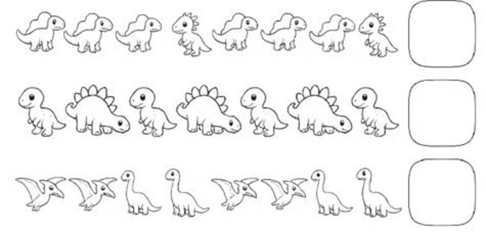 Dinosaur Pattern Worksheet | Black & White Finish the Pattern Activity ...