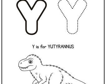 Letter Y Dinosaur Tracing Worksheet | Alphabet Printable for Kids | YUTYRANNUS