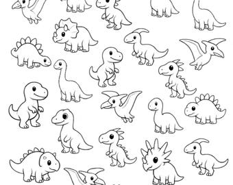Hoja de trabajo de búsqueda de dinosaurios / Preescolar Blanco y negro / Actividad imprimible / PDF para niños