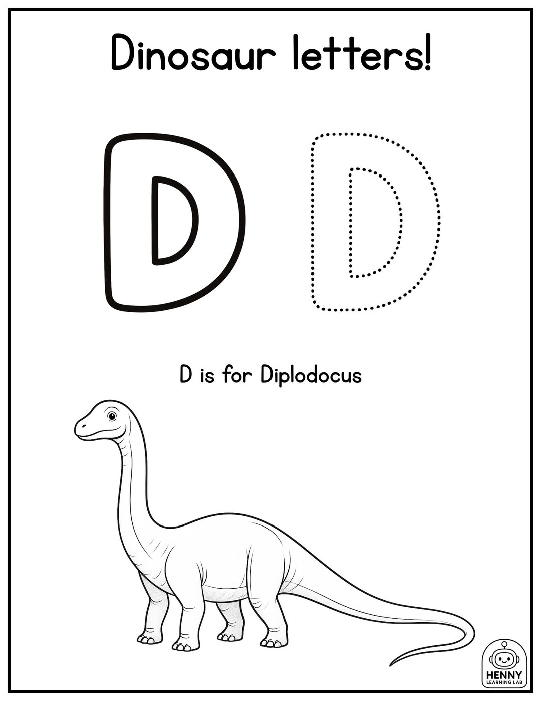 Letter D Dinosaur Tracing Worksheet | Alphabet Printable for Kids ...