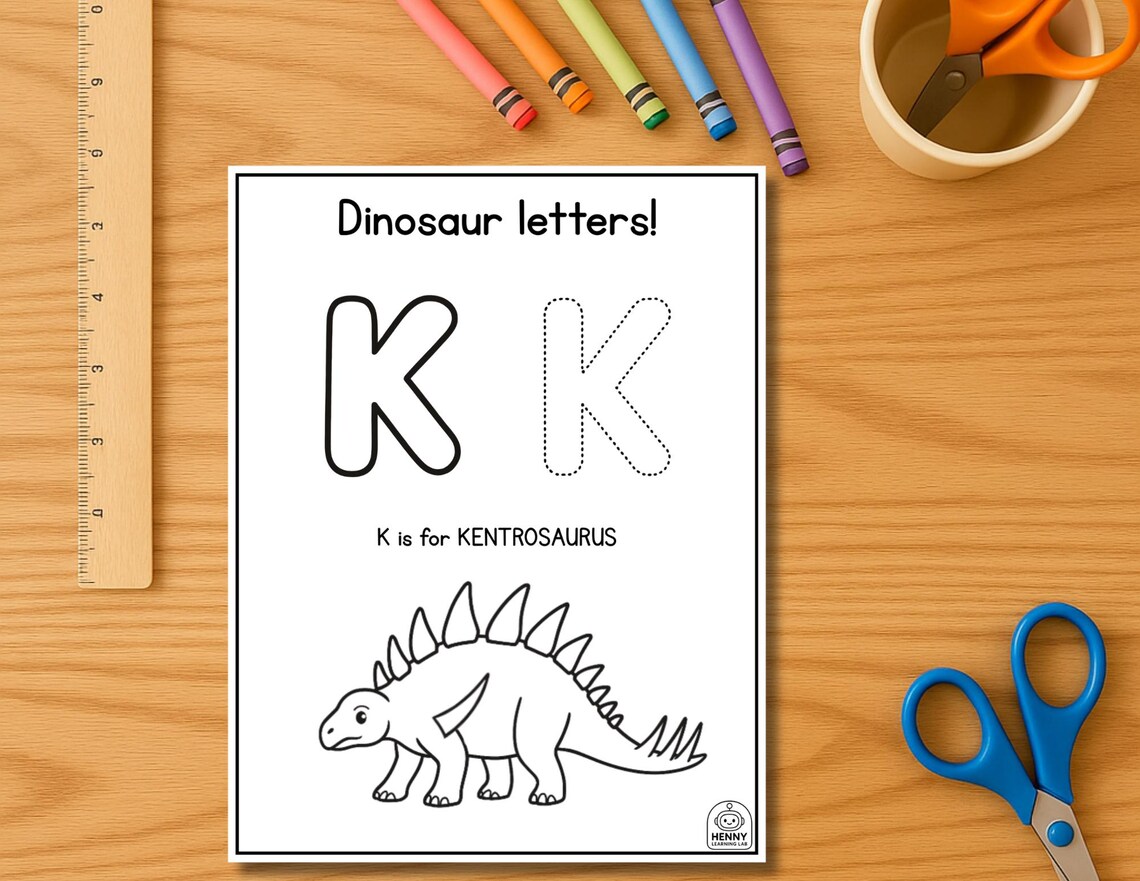 Letter K Dinosaur Tracing Worksheet | Alphabet Printable for Kids ...