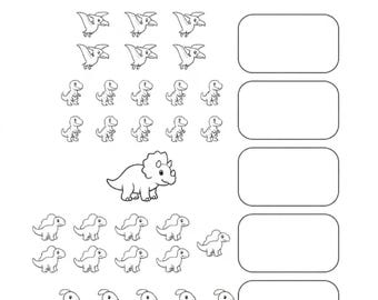 Hoja de trabajo para contar dinosaurios en francés / Matemáticas preescolares (PDF)