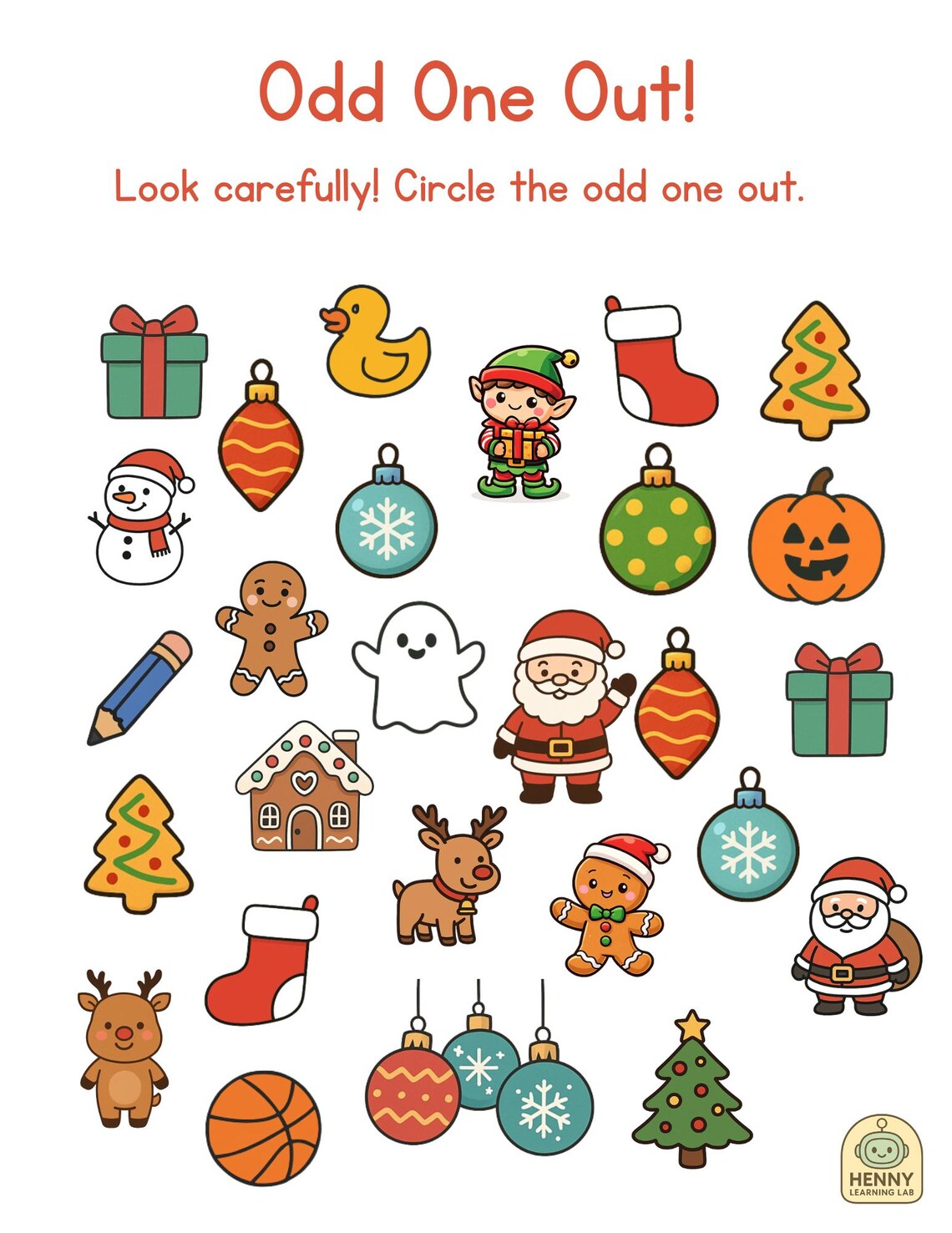 Christmas Odd One Out Worksheet | Holiday Preschool Activity (PDF) - Etsy