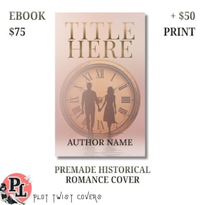 Romantiek door tijdreizen • Lovers in Time Silhouette • Premade eBook-omslag klok en reflectie (JPEG-download)