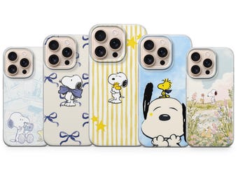 Snoopy Phone Case Woodstock Friends Minimalist Cover for iPhone 17 16Pro 15 14 13 12 Samsung S25 S24 S23 S22 A16 A56 A55 Pixel 10Pro 9Pro