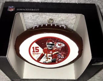 Patrick Mahomes Kansas City Chiefs FOOTBALL Style Christmas Ornament New in box Licensed by NFL Boelter Co