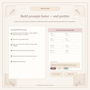 Junk Journal Prompt Builder HTML Tool, Midjourney Tool, Browser Based Digital Download, For Beginners image 2