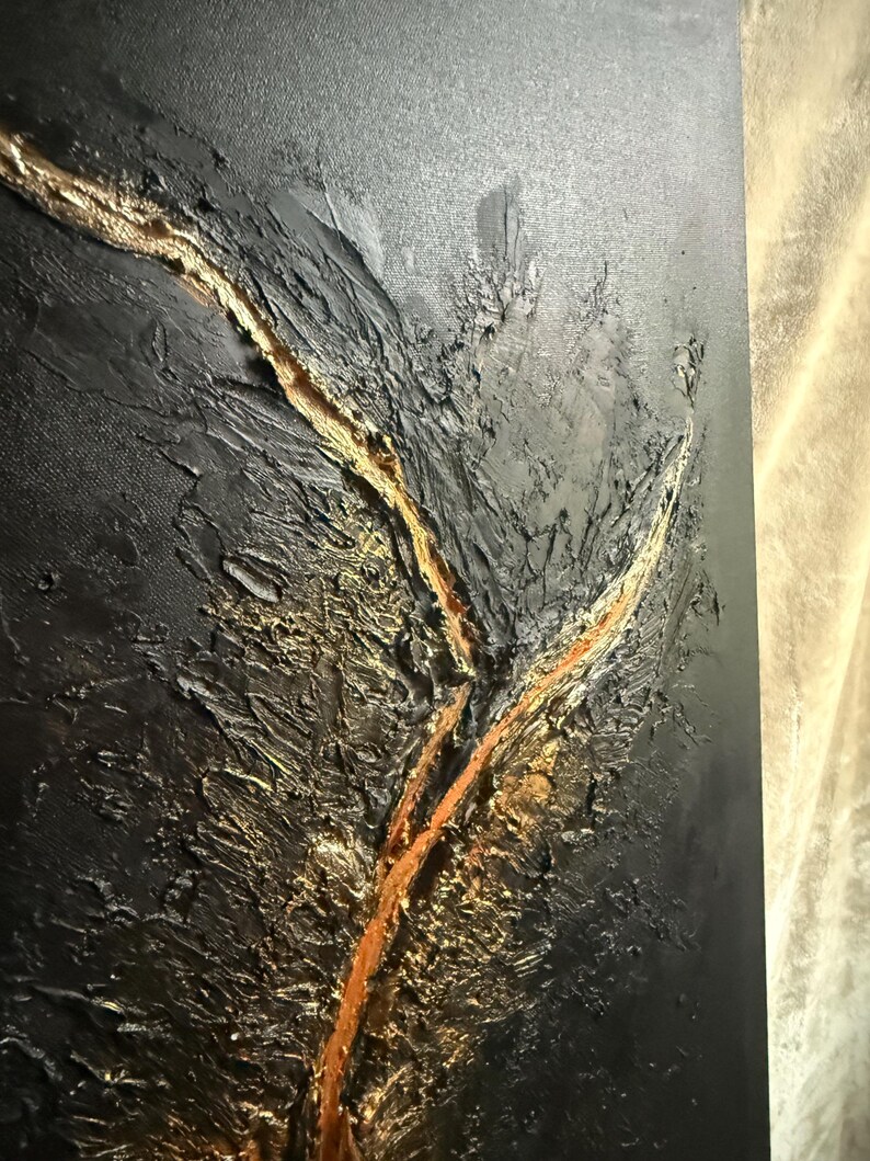 Textured Abstract Painting, Black and Gold Luxury Wall Art, 24x30 - Etsy