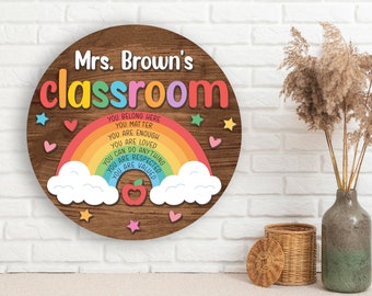 Plaque de porte personnalisée pour enseignant, cadeaux pour enseignant d'éducation spécialisée, affichette de porte de salle de classe, plaque crayon pour enseignant, plaque de bienvenue dans la classe