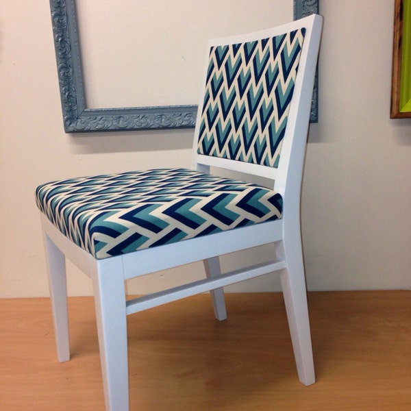 art deco upholstered white angular chair