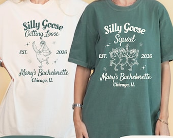 Silly Goose Bachelorette Shirts, Funny Bridal Squad Tees, Personalized Comfort Colors Shirt, Matching Bride Crew Outfit Gift Party Tee Set