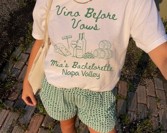 Vino Before Vows Bachelorette Shirt, Personalized Wine Bach Tee, Napa Valley Bachelorette Party Shirt, Winery Weekend Gift, Comfort Colors