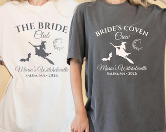 Bride's Coven Comfort Colors Shirt, Witchy Bachelorette Party Tee, Custom Name Witchlorette Shirts, Gothic Spooky Bride, Coven Crew