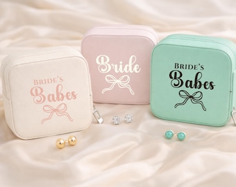 Custom Travel Jewelry Box, Bride Jewelry Box, Custom Bridesmaid Proposal Gift, Bachelorette Party Favor, Honeymoon Travel Case, Bride To Be