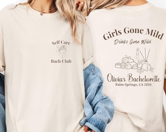 Girls Gone Mild Shirt, Spa Bachelorette Tee, Self Care Bach Club Top, Custom Girls Trip T Shirt, Matching Bridesmaid PJs, Girls Night Party