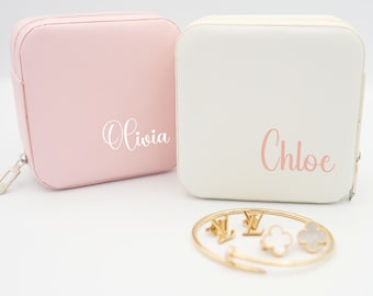 Personalisierte Reise Schmuckschatulle, benutzerdefinierte Name Schmuck Kasten Organizer, Brautjungfer Vorschlag Geschenk, Braut Geschenk, Brautparty, Hochzeit