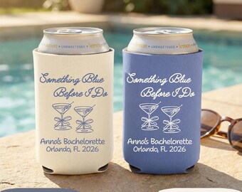 Something Blue Before I Do Can Cooler, Custom Bachelorette Can Cooler, Bridesmaid Drink Sleeve, Bridal Shower Gift, Blue Theme Bach Party
