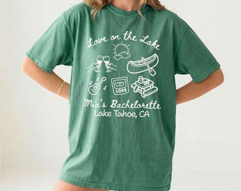 Love on the Lake Bachelorette Shirt, Personalized Lake Bachelorette Tee, Lake Girl Trip Shirt, Bachelorette Party Gift, Comfort Colors