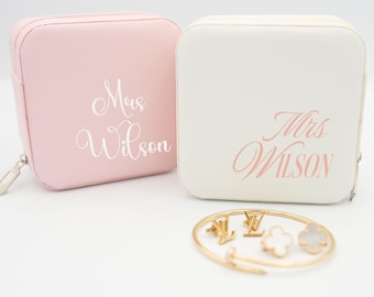 Personalisierte Reise Schmuckschatulle, benutzerdefinierte Frau Nachname Schmuckschatulle, Braut Geschenk, Brautdusche Geschenk, Hochzeit Verlobungsgeschenk, Braut Geschenk