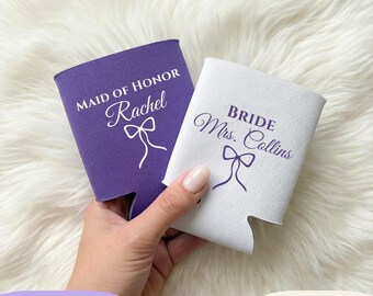 Wedding Can Coolers Personalized, Bridal Party Can Coolers, Bride Bridesmaid Maid of Honor Gifts, Custom Wedding Party Can Sleeves