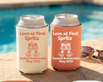 Love at First Spritz Can Cooler, Bachelorette Party Favor, Aperol Spritz Theme, Personalized Bach Trip Gift, Summer Pool Party Decor
