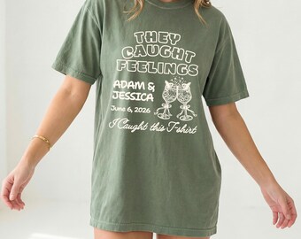 They Caught Feelings Wedding Toss Shirt, Personalized Wedding Party Tee,Bridal Party Gift, Wedding Party Shirt, Matching Group Wedding Merch