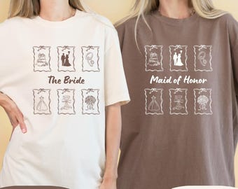 Custom Bridal Party Shirts, Personalized Bride Bridesmaid Tee, Maid of Honor, Bridesmaid Proposal, Getting Ready Outfit, Bachelorette Party