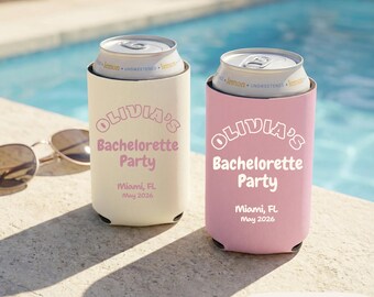 Bachelorette Party Can Coolers, Personalized Bachelorette Favors, Custom Can Sleeves, Bach Party Drink Holders, Girls Trip Party Favors