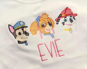 Create Your Own Pup Trio! Embroidered Pup kids tee