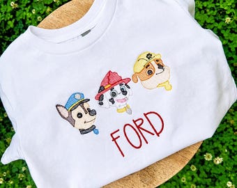 Embroidered Pup kids tee