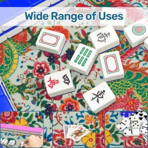 Mahjong Mat | Lucky Dragons Chinoiserie Game Night Decor, Polyester Non-Slip Tile Mat image 15