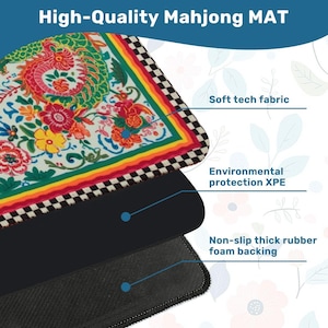 Mahjong Mat | Lucky Dragons Chinoiserie Game Night Decor, Polyester Non-Slip Tile Mat image 10