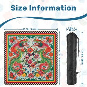 Mahjong Mat | Lucky Dragons Chinoiserie Game Night Decor, Polyester Non-Slip Tile Mat image 11
