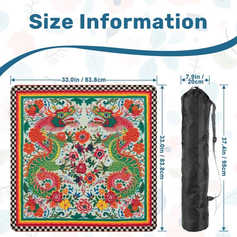 Mahjong Mat | Lucky Dragons Chinoiserie Game Night Decor, Polyester Non-Slip Tile Mat image 11