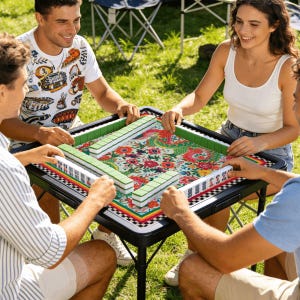 Mahjong Mat | Lucky Dragons Chinoiserie Game Night Decor, Polyester Non-Slip Tile Mat image 5
