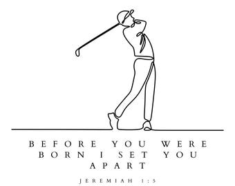 Christian nursery wall art | Golf bible verse for athletes | Christian sports poster
