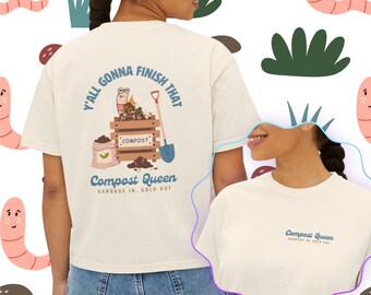 Composting Worm Cottagecore Tee | Women's Boxy Tee