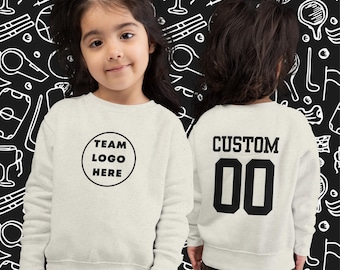 Custom Team Logo Toddler Crewneck Sweatshirt | Personalized Toddler Crewneck | Front and Back Design