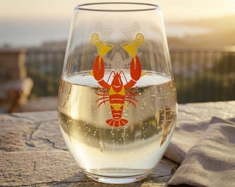 Lobster Wine Tasting Glass | stemless wine glass | 11.75oz
