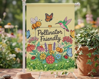 Pollinator Garden Flag | Bee Garden Flag | Butterfly Garden Flag | Garden & House Banner