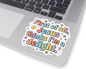 Jesus Thinks Im a Delight Stickers | Christian pastel groovy encouragement