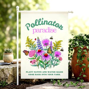 Bestäuber Gartenschild | Biene Schmetterling Blumen Outdoor Decor | Fahne, Banner